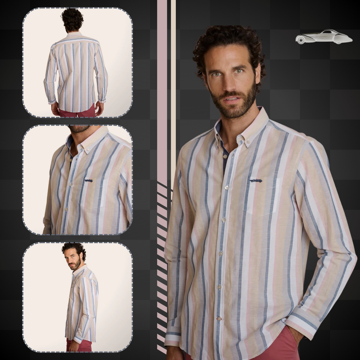 Delahaye Chemise en Lin "Cursa" - Tissu coton-lin (60/40) respirant. Coupe régulière intemporelle. Style décontracté authentique et confortable au quotidien - Esprit Pilote