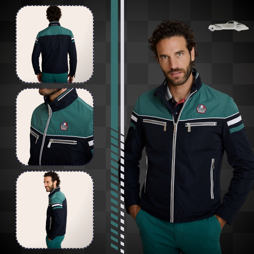 Delahaye Blouson "Baekdu" - Blouson de racing ajusté en polyester 100%, coloris marine. Coupe épurée et dynamique pour une silhouette affirmée. - Esprit Pilote