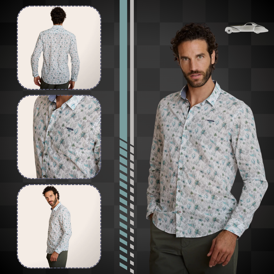 Delahaye Chemise "Corleonis" - Coton léger respirant, imprimé végétal discret, coupe Modern équilibrée. Élégance décontractée et confort optimal au quotidien. - Esprit Pilote