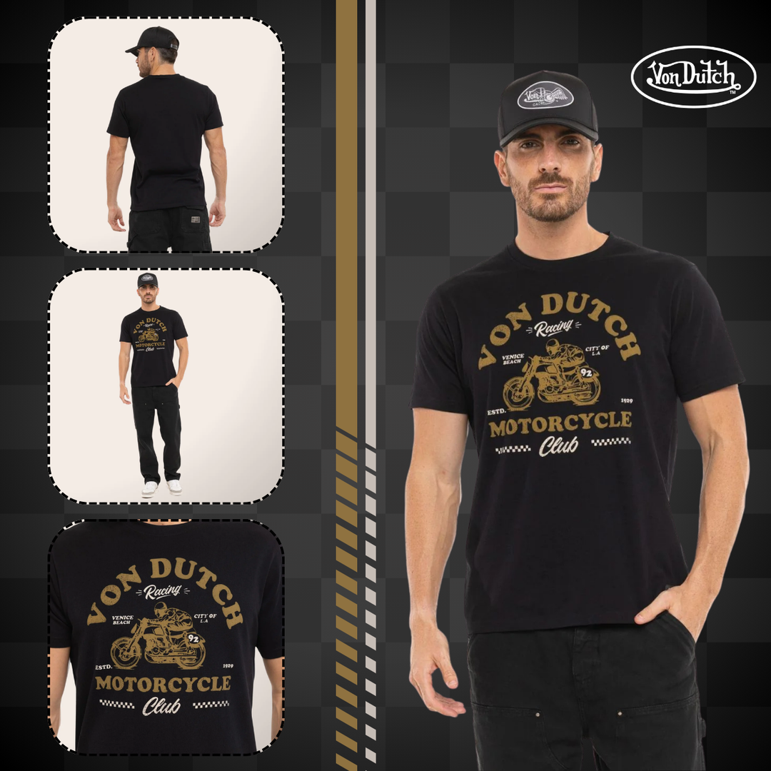 Von Dutch Tee Shirt "City" - Von Dutch Tee Shirt "City" en coton léger. Coupe régulière, manches courtes, col rond. Noir, marron clair, beige. Lavage 30°. - Esprit Pilote