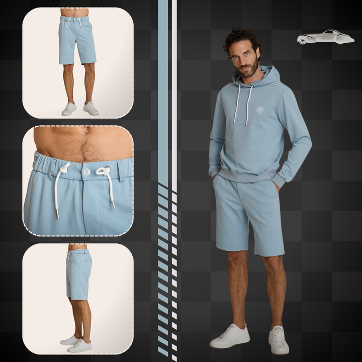 Delahaye Bermuda "Ecume" - Delahaye Bermuda Ecume en coton majoritaire. Taille élastique et cordon ajustable pour un confort sans compromis. - Esprit Pilote