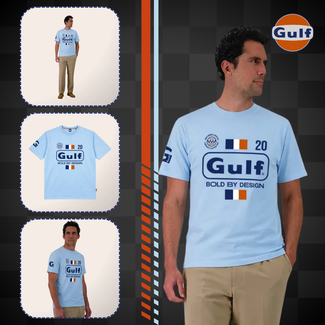 Gulf Tee Shirt "Bold Classics" - Gulf Tee Shirt "Bold Classics" - Tee-shirt 100 % coton avec col rond, grande sérigraphie devant et détails logo cuir au côté.