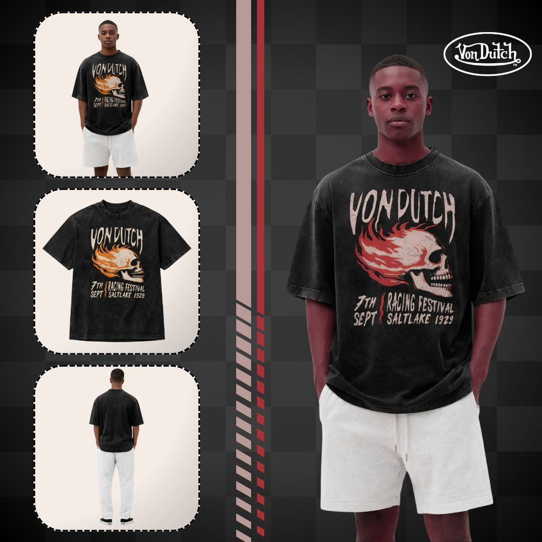 Von Dutch Tee Shirt Oversize "Poster" - Le Von Dutch Tee Shirt Oversize "Poster" incarne le style vintage avec une coupe relaxed. 100% coton, il allie confort et légèreté pour les beaux jours.