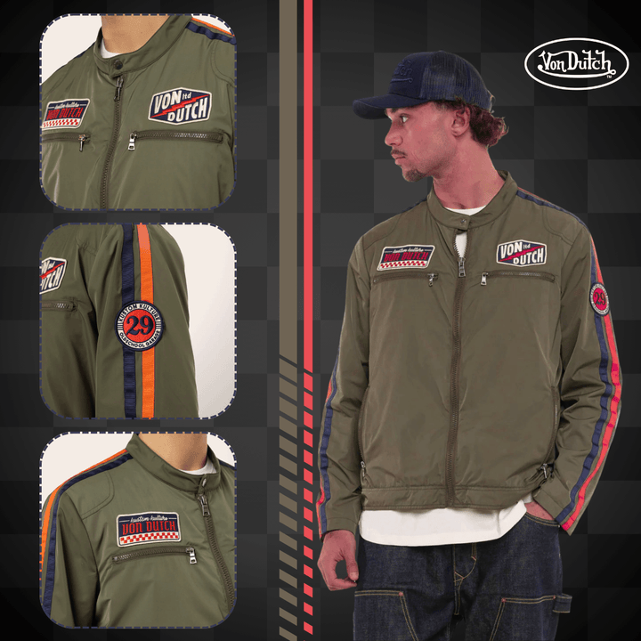 Von Dutch Blouson Mi-Saison "Oil" - Von Dutch Blouson Mi-Saison "Oil", alliant style urbain et praticité. 100% polyester, ce blouson offre légèreté et durabilité pour les transitions saisonnières.
