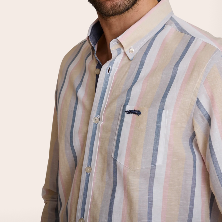 Delahaye Chemise en Lin "Cursa" - Tissu coton-lin (60/40) respirant. Coupe régulière intemporelle. Style décontracté authentique et confortable au quotidien - Esprit Pilote