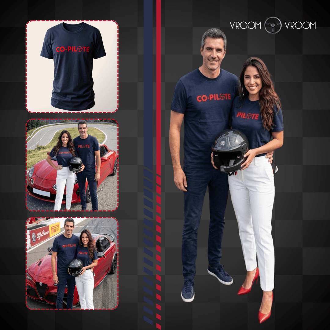 Vroom Vroom Tee Shirt "Co-Pilote" - Vroom Vroom Tee Shirt Co-Pilote. Coton organique bio, imprimé en France avec fierté. Coupe confortable et respirante pour un port quotidien sans compromis.