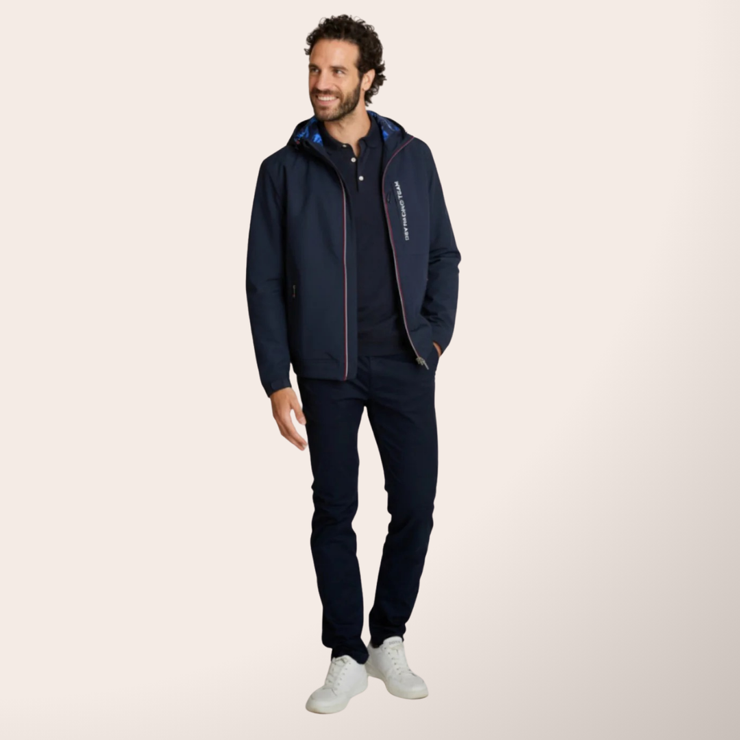 Delahaye Imperméable "Venatici" - Veste bleu marine homme. Coupe regular, 100% polyester. Alliant protection optimale et élégance sport chic. - Esprit Pilote