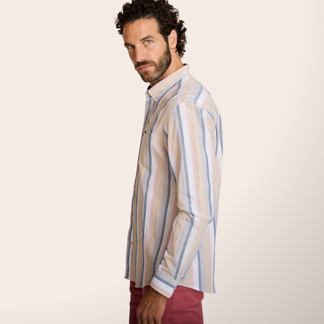 Delahaye Chemise en Lin "Cursa" - Tissu coton-lin (60/40) respirant. Coupe régulière intemporelle. Style décontracté authentique et confortable au quotidien - Esprit Pilote