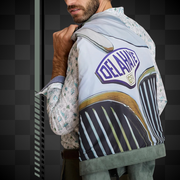 Delahaye Blouson "Bosona" - Vert sauge effet suédé : coupe ajustée, matière légère premium. Élégance automobile pour le printemps-été. - Esprit Pilote