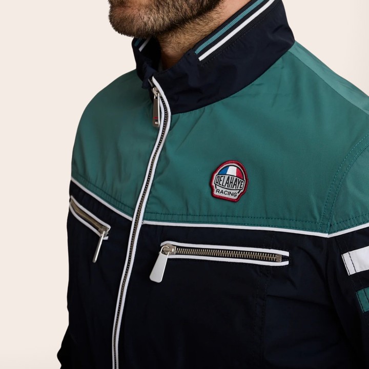 Delahaye Blouson "Baekdu" - Blouson de racing ajusté en polyester 100%, coloris marine. Coupe épurée et dynamique pour une silhouette affirmée. - Esprit Pilote