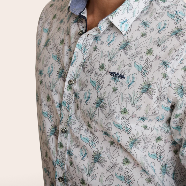 Delahaye Chemise "Corleonis" - Coton léger respirant, imprimé végétal discret, coupe Modern équilibrée. Élégance décontractée et confort optimal au quotidien. - Esprit Pilote