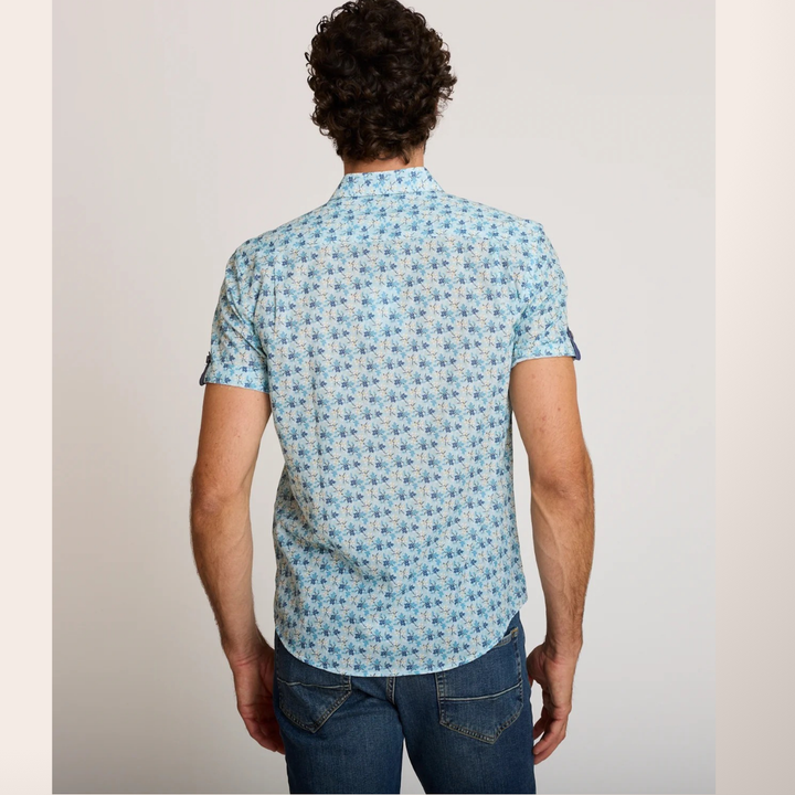 Delahaye Chemise "Blue Flowers" - 100% coton coupe droite confortable. Motif floral bleu élégant & intemporel pour un style authentique et respirant. - Esprit Pilote