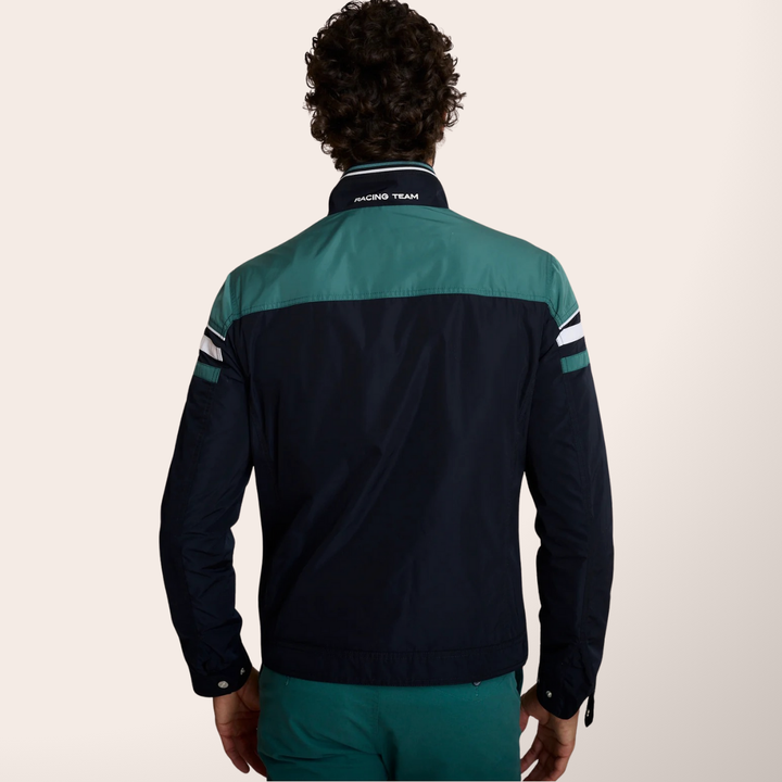 Delahaye Blouson "Baekdu" - Blouson de racing ajusté en polyester 100%, coloris marine. Coupe épurée et dynamique pour une silhouette affirmée. - Esprit Pilote