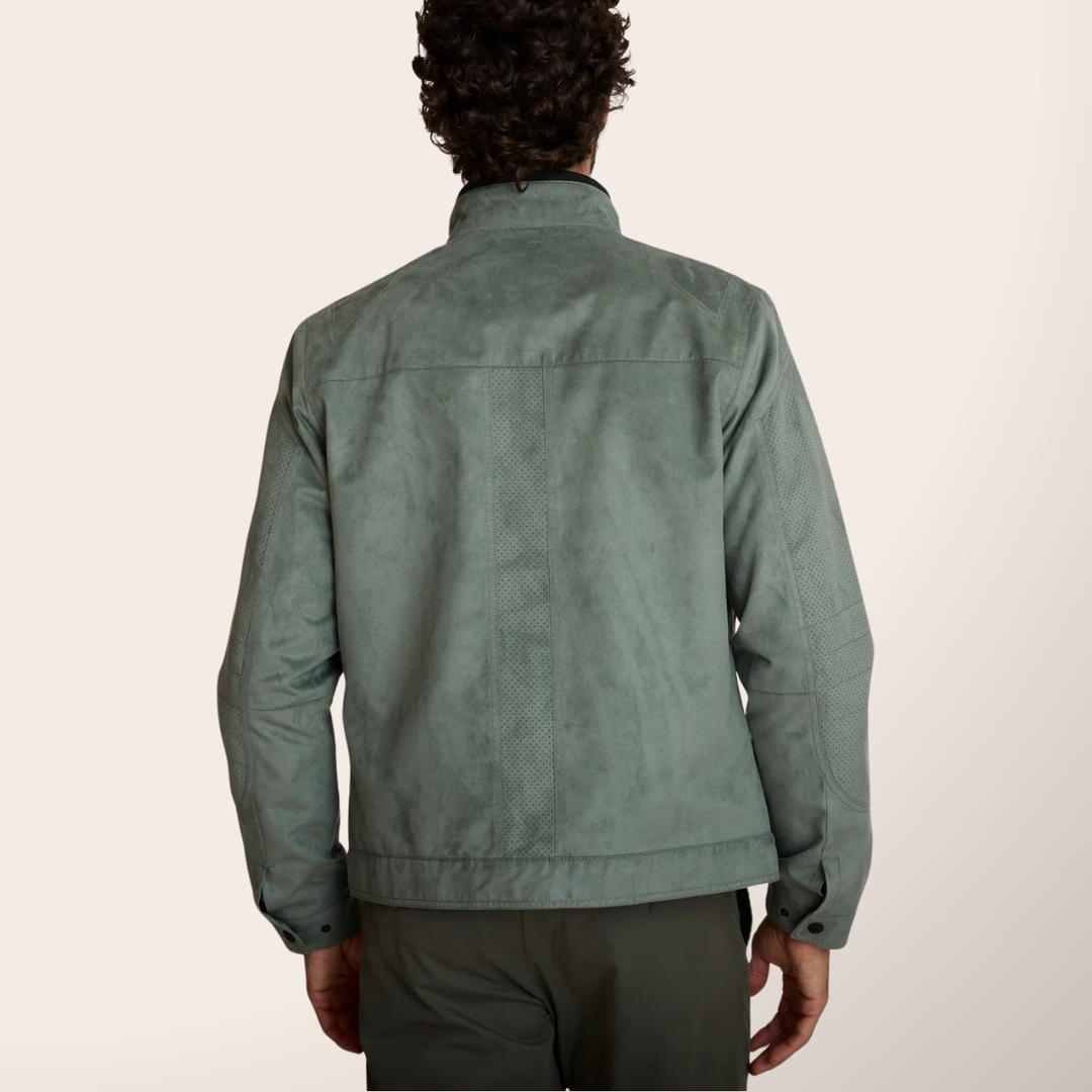 Delahaye Blouson "Bosona" - Vert sauge effet suédé : coupe ajustée, matière légère premium. Élégance automobile pour le printemps-été. - Esprit Pilote