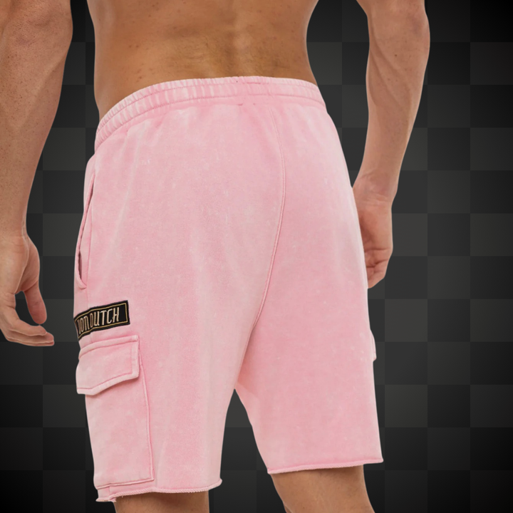 Von Dutch Bermuda "Vlad" - Von Dutch Bermuda "Vlad" - Von Dutch Bermuda "Vlad" rose et noir. Coupe droite cargo légère et confortable. Tissu délavé en coton-polyester (60/40). -