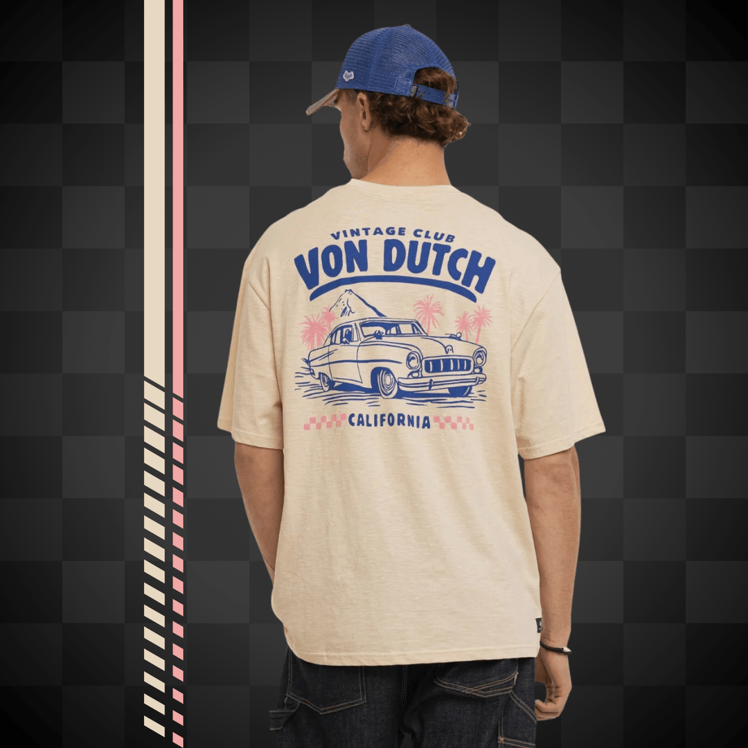 Von Dutch Tee Shirt Oversize "California" - Von Dutch Tee Shirt Oversize "California". Coupe confortable en 100% coton avec col rond et manches courtes. Effet flammé pour un style vintage authentique. - Esprit Pilote