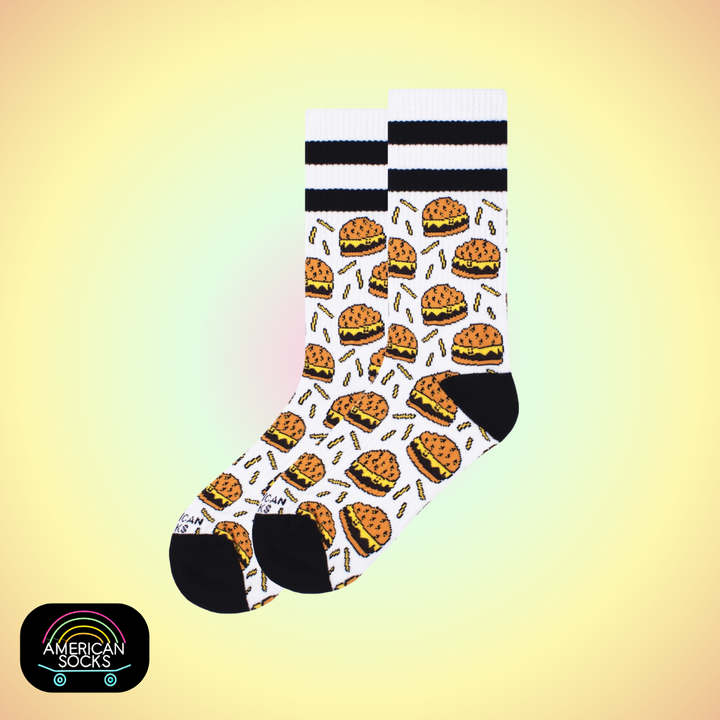 Américan Socks Chaussettes "Burger Mania" - Mid High - Taille Unique