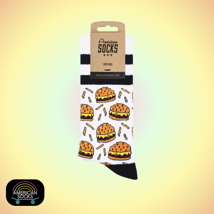Américan Socks Chaussettes "Burger Mania" - Mid High - Taille Unique