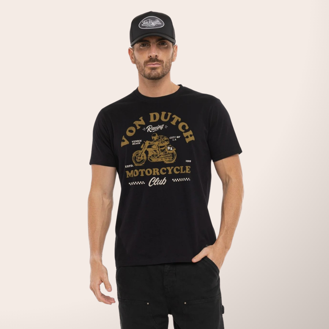 Von Dutch Tee Shirt "City" - Von Dutch Tee Shirt "City" en coton léger. Coupe régulière, manches courtes, col rond. Noir, marron clair, beige. Lavage 30°. - Esprit Pilote