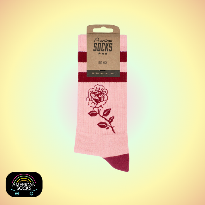 Américan Socks Chaussettes "Roses" - Mid High - Taille Unique