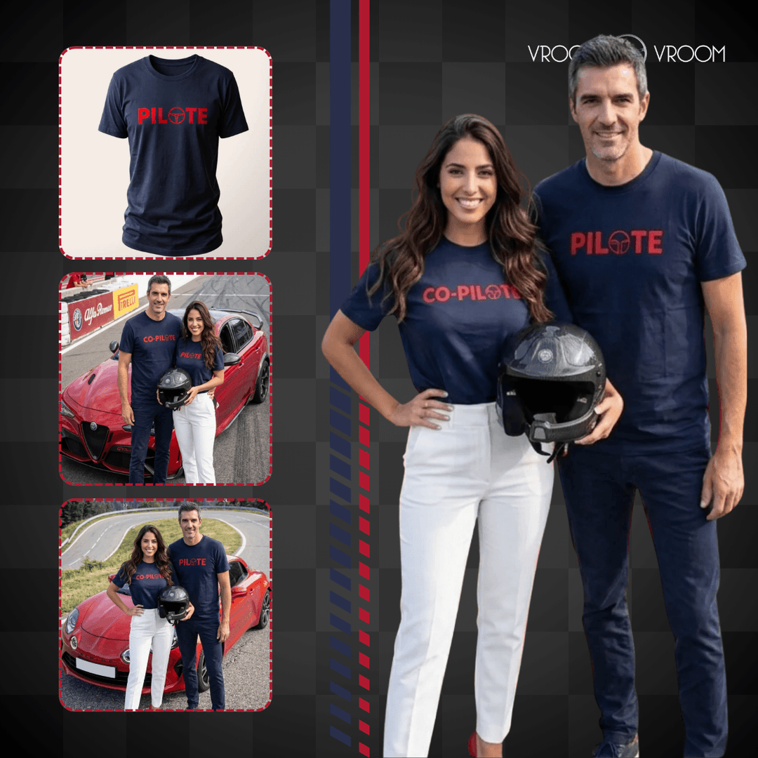 Vroom Vroom Tee Shirt "Pilote" - Vroom Vroom Tee Shirt Pilote. Coton organique biologique, imprimé en France avec fierté. Coupe confortable et respirante pour un port quotidien sans compromis.