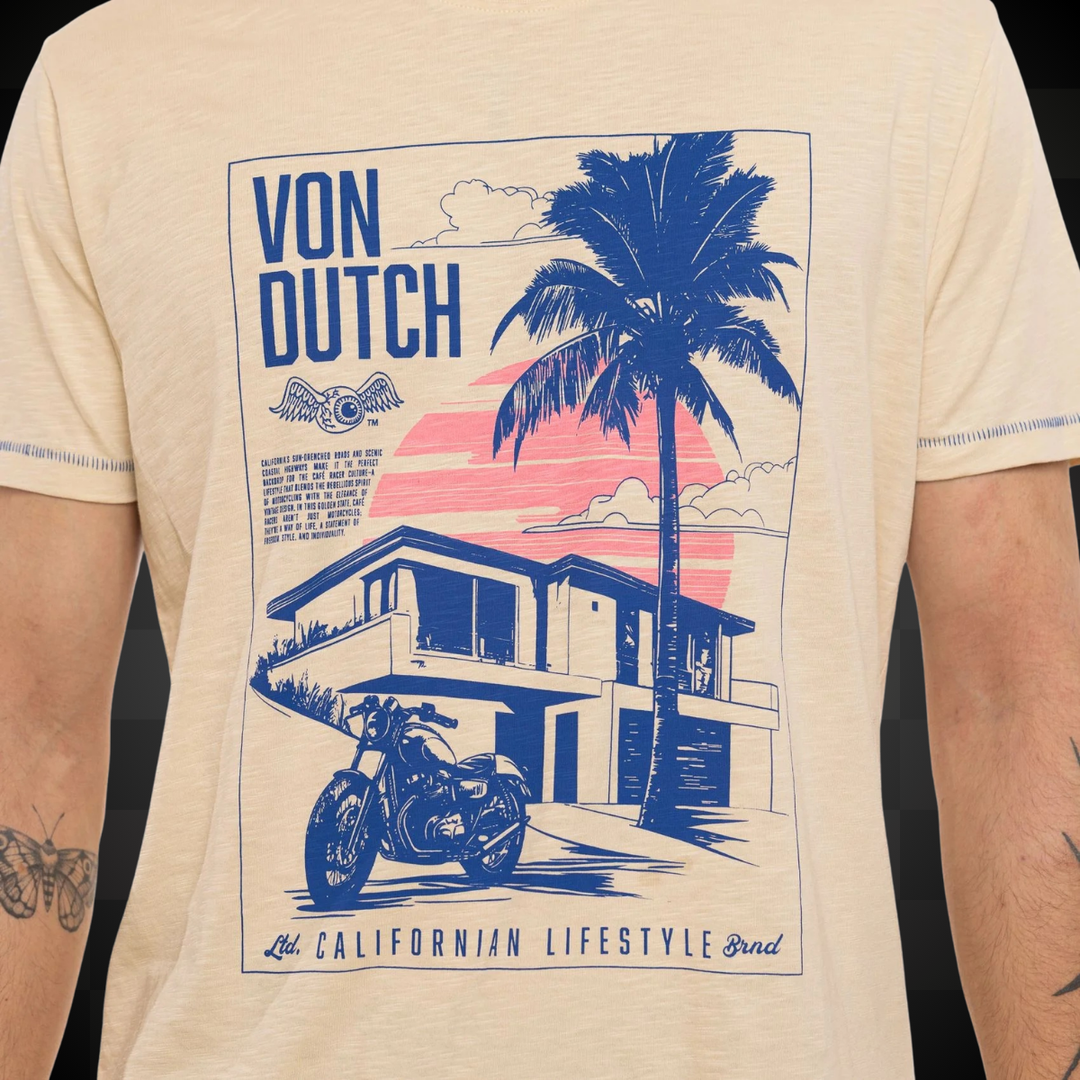 Von Dutch Tee Shirt "Palm" - Von Dutch Tee Shirt "Palm" - Von Dutch Tee Shirt "Palm" – T-shirt 100% coton à manches courtes et col rond. Coupe régulière, effet flammé. - Esprit Pilote