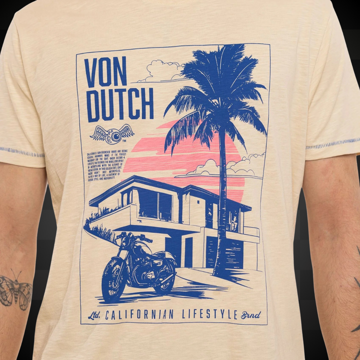 Von Dutch Tee Shirt "Palm" - Von Dutch Tee Shirt "Palm" - Von Dutch Tee Shirt "Palm" – T-shirt 100% coton à manches courtes et col rond. Coupe régulière, effet flammé. - Esprit Pilote