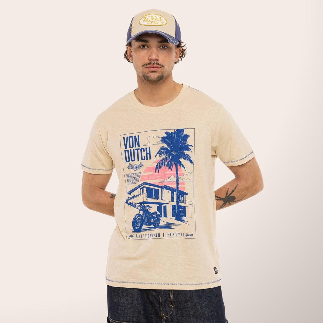Von Dutch Tee Shirt "Palm" - Von Dutch Tee Shirt "Palm" - Von Dutch Tee Shirt "Palm" – T-shirt 100% coton à manches courtes et col rond. Coupe régulière, effet flammé. - Esprit Pilote