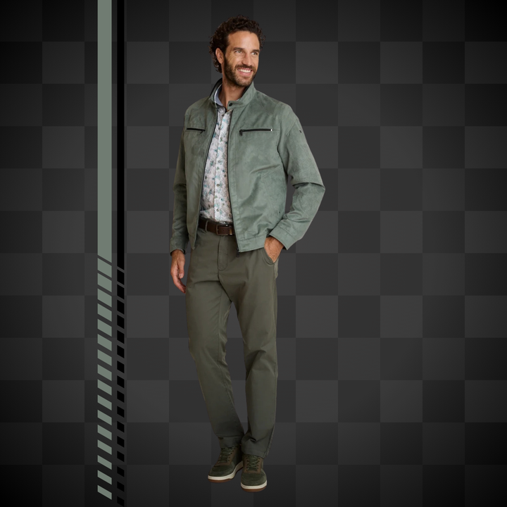 Delahaye Blouson "Bosona" - Vert sauge effet suédé : coupe ajustée, matière légère premium. Élégance automobile pour le printemps-été. - Esprit Pilote