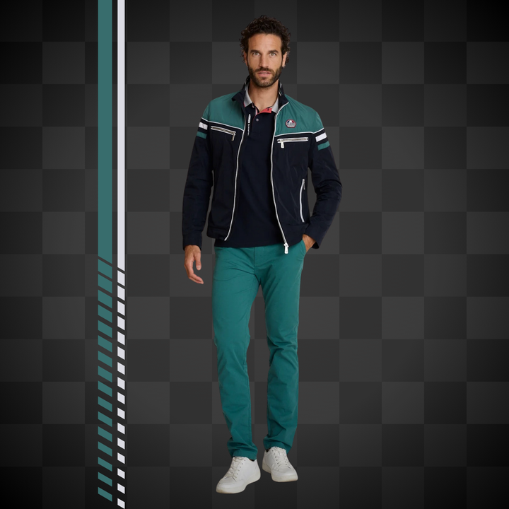 Delahaye Blouson "Baekdu" - Blouson de racing ajusté en polyester 100%, coloris marine. Coupe épurée et dynamique pour une silhouette affirmée. - Esprit Pilote