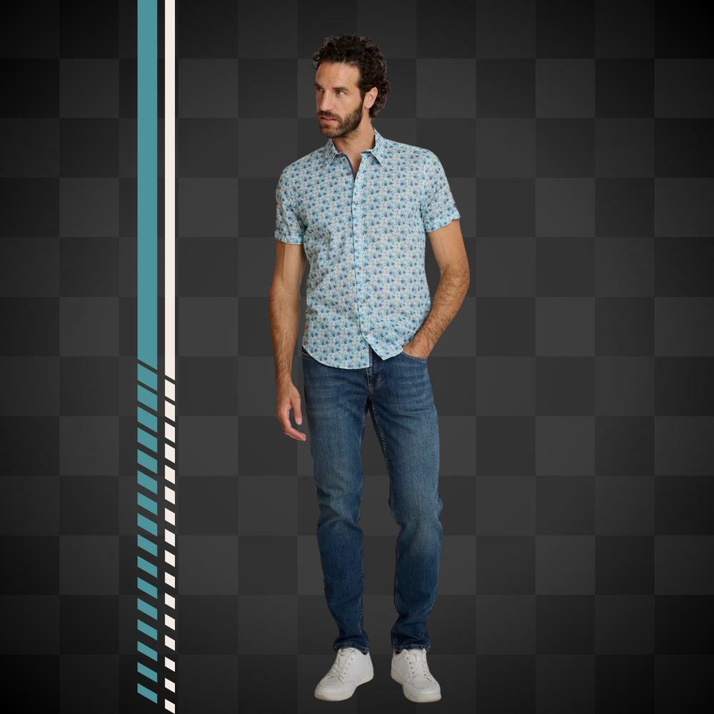 Delahaye Chemise "Blue Flowers" - 100% coton coupe droite confortable. Motif floral bleu élégant & intemporel pour un style authentique et respirant. - Esprit Pilote