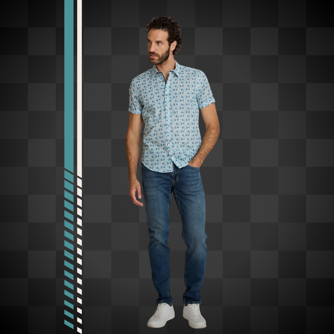 Delahaye Chemise "Blue Flowers" - 100% coton coupe droite confortable. Motif floral bleu élégant & intemporel pour un style authentique et respirant. - Esprit Pilote