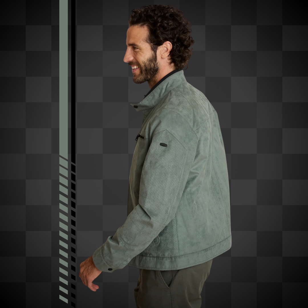 Delahaye Blouson "Bosona" - Vert sauge effet suédé : coupe ajustée, matière légère premium. Élégance automobile pour le printemps-été. - Esprit Pilote