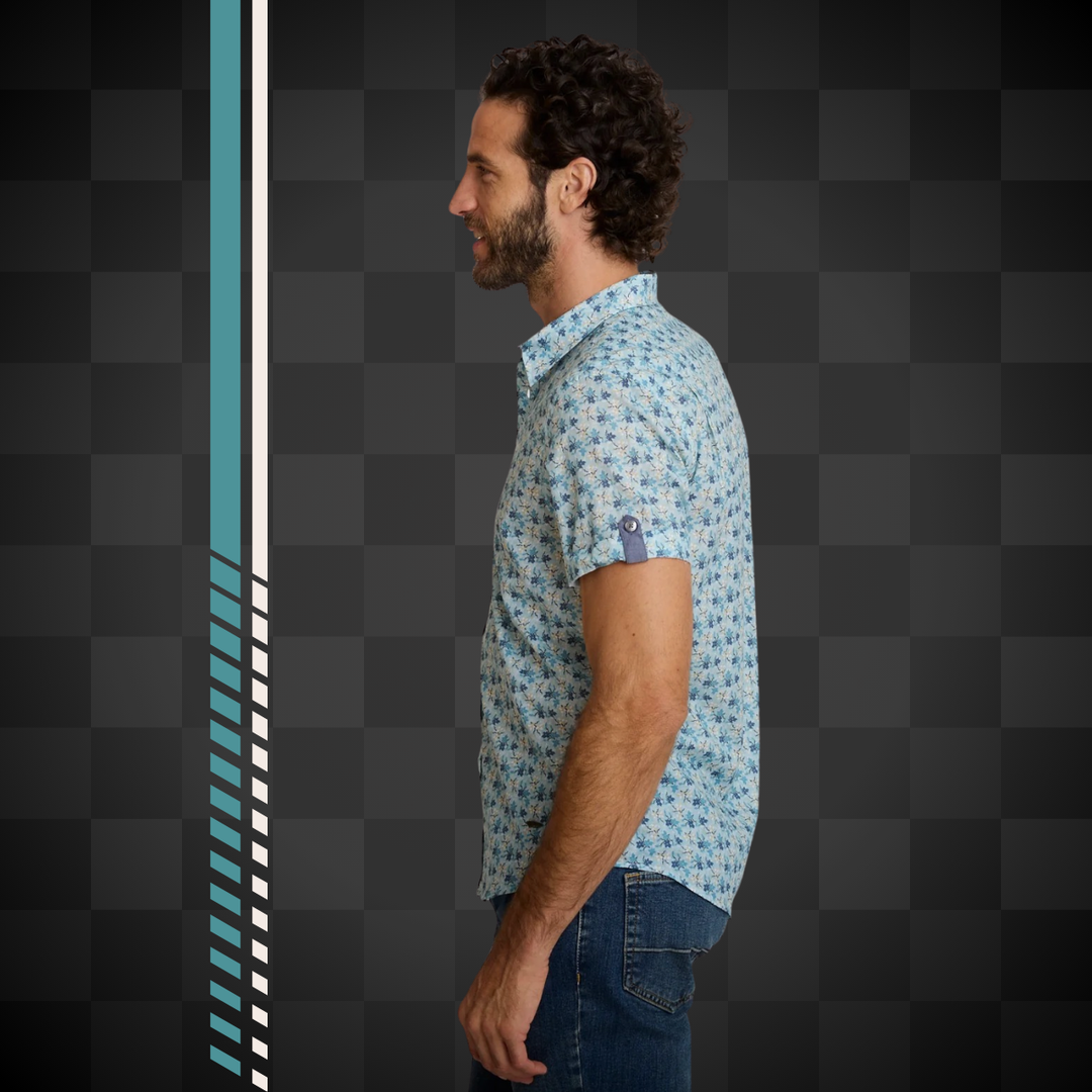 Delahaye Chemise "Blue Flowers" - 100% coton coupe droite confortable. Motif floral bleu élégant & intemporel pour un style authentique et respirant. - Esprit Pilote