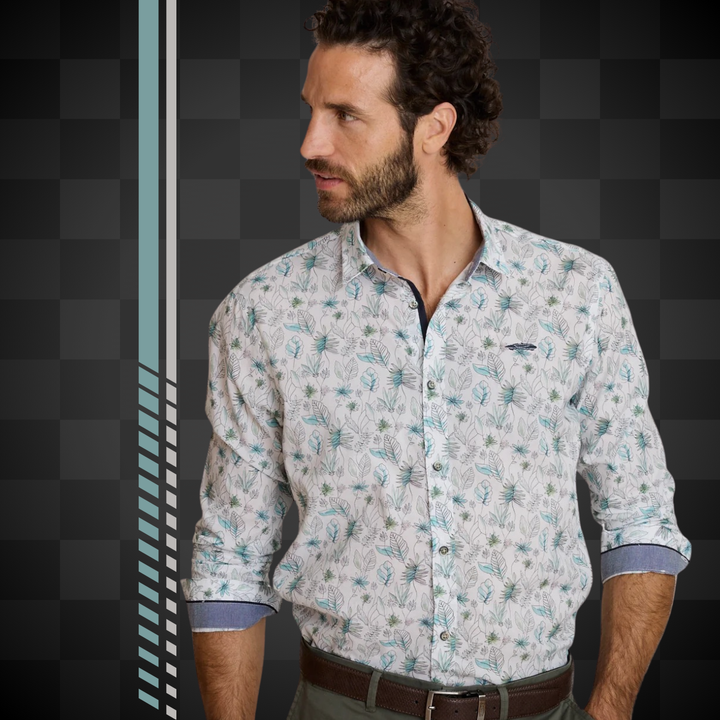 Delahaye Chemise "Corleonis" - Coton léger respirant, imprimé végétal discret, coupe Modern équilibrée. Élégance décontractée et confort optimal au quotidien. - Esprit Pilote