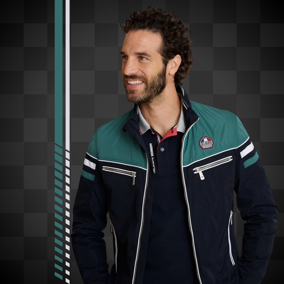 Delahaye Blouson "Baekdu" - Blouson de racing ajusté en polyester 100%, coloris marine. Coupe épurée et dynamique pour une silhouette affirmée. - Esprit Pilote