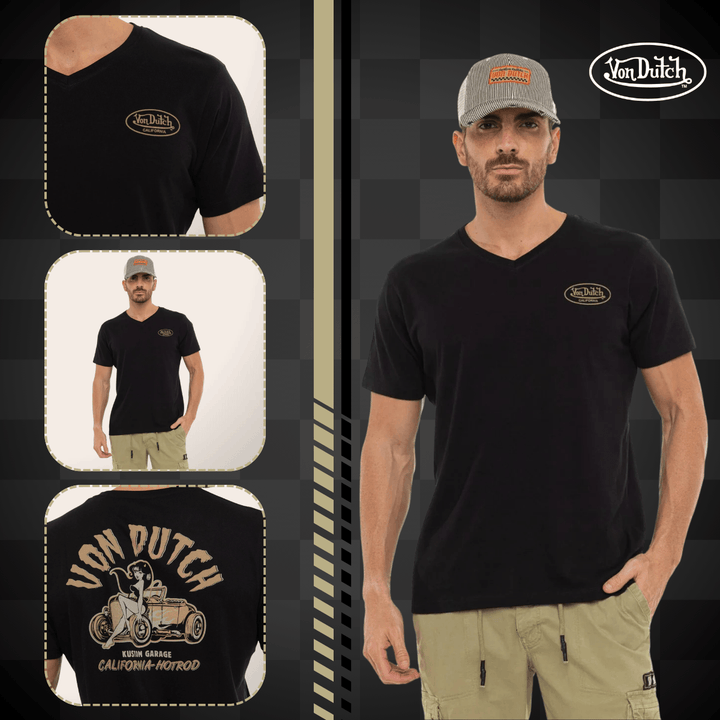 Von Dutch Tee Shirt Col V "Hot" - Von Dutch Tee Shirt Col V Hot. Confectionné en 100% coton léger, il offre un confort optimal pour l'été. Sa coupe régulière en fait une pièce polyvalente.