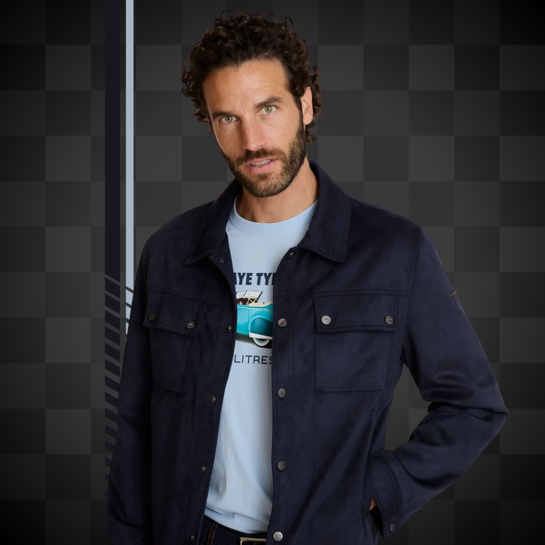 Delahaye Blouson "Bibha" - Blouson urbain en polyester effet daim. Coupe ajustée, confort quotidien, style racing authentique. - Esprit Pilote