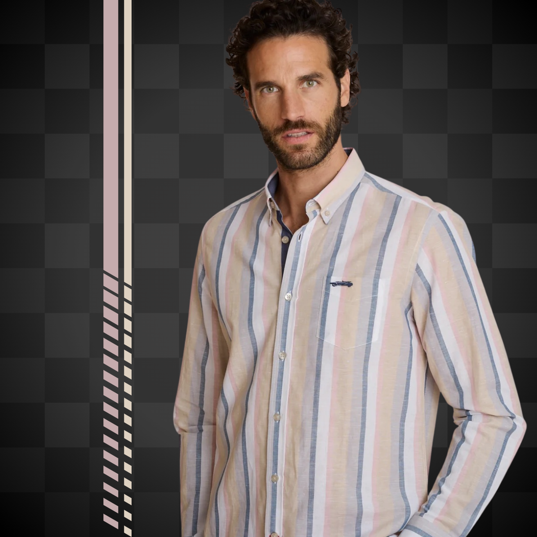 Delahaye Chemise en Lin "Cursa" - Tissu coton-lin (60/40) respirant. Coupe régulière intemporelle. Style décontracté authentique et confortable au quotidien - Esprit Pilote