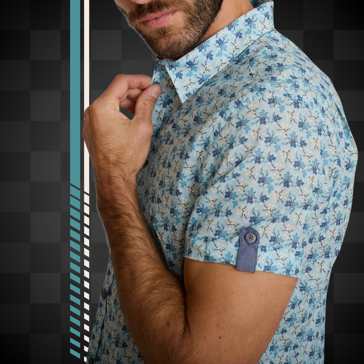 Delahaye Chemise "Blue Flowers" - 100% coton coupe droite confortable. Motif floral bleu élégant & intemporel pour un style authentique et respirant. - Esprit Pilote