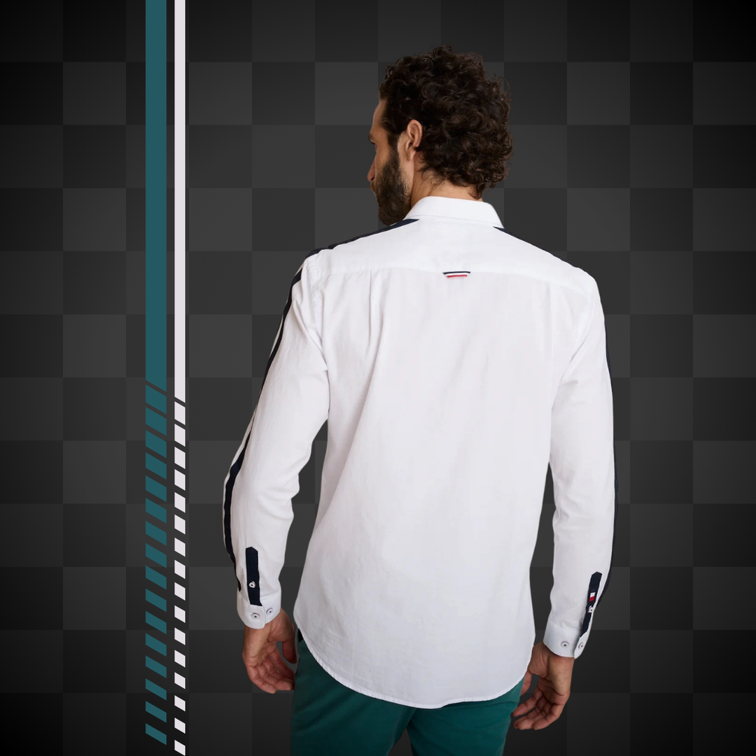 Delahaye Chemise "Cajam" - Delahaye Chemise Cajam coupe regular inspirée de l'univers racing. Bandes contrastées aux manches, broderie racing sur la poitrine et finitions soignées. - Esprit Pilote