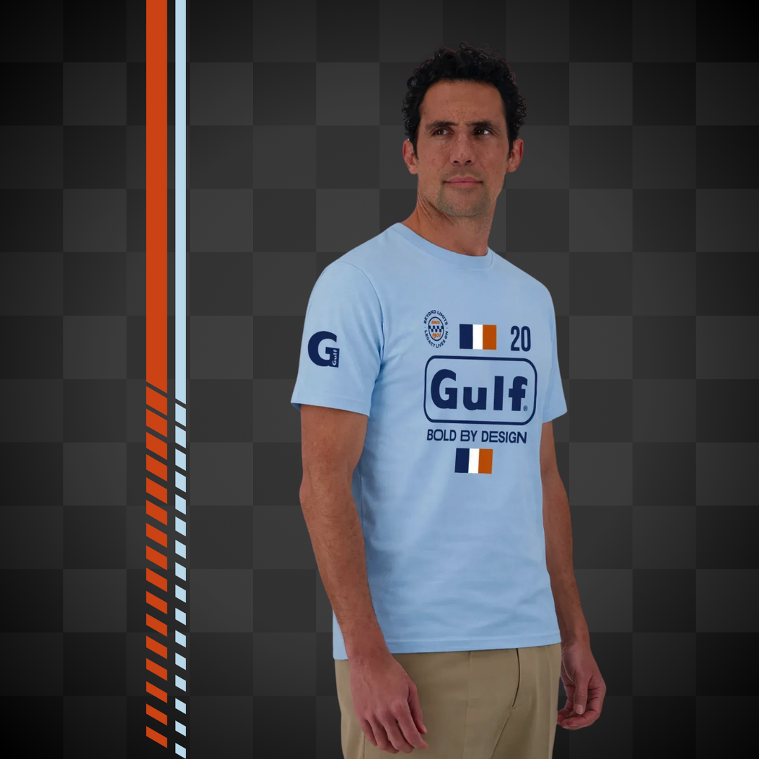 Gulf Tee Shirt "Bold Classics" - Gulf Tee Shirt "Bold Classics" - Tee-shirt 100 % coton avec col rond, grande sérigraphie devant et détails logo cuir au côté.