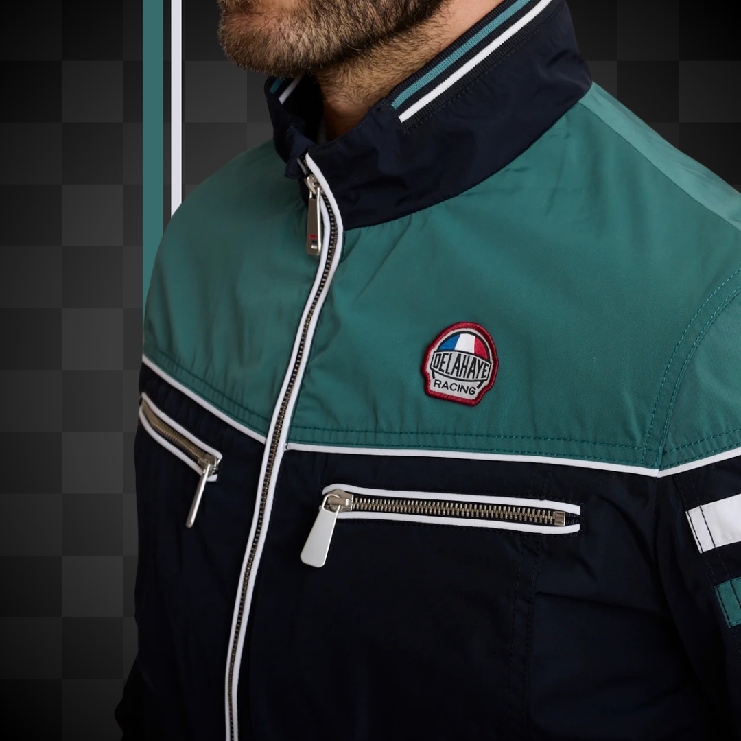 Delahaye Blouson "Baekdu" - Blouson de racing ajusté en polyester 100%, coloris marine. Coupe épurée et dynamique pour une silhouette affirmée. - Esprit Pilote