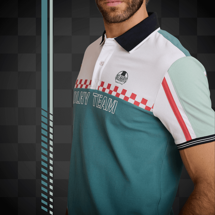 Delahaye Polo "Lemarkab" - Inspiré par la victoire légendaire au Grand Prix de France 1938. Coton-élasthanne, coupe ajustée alliant confort et élégance sportive - Esprit Pilote