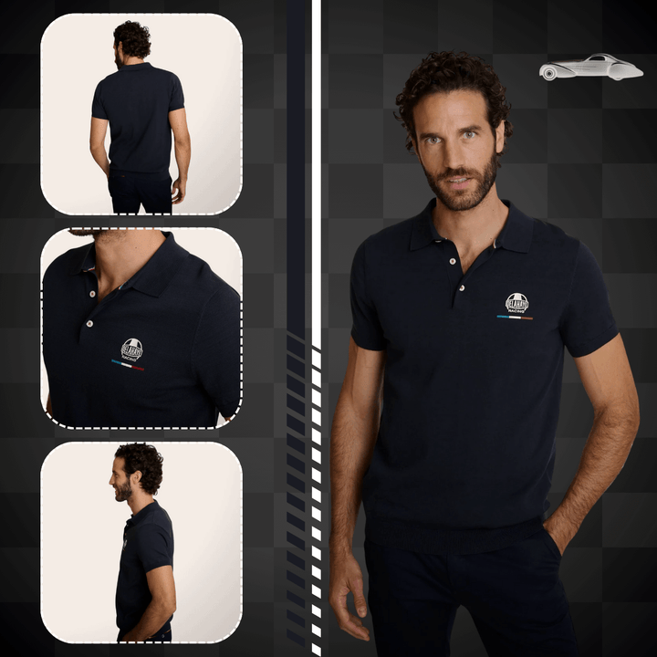 Affirmez votre look avec Delahaye Polo Lambda Marine en coton pur offrant confort et respirabilité optimale. Élastiques renforcés à la taille et aux manches - Esprit Pilote
