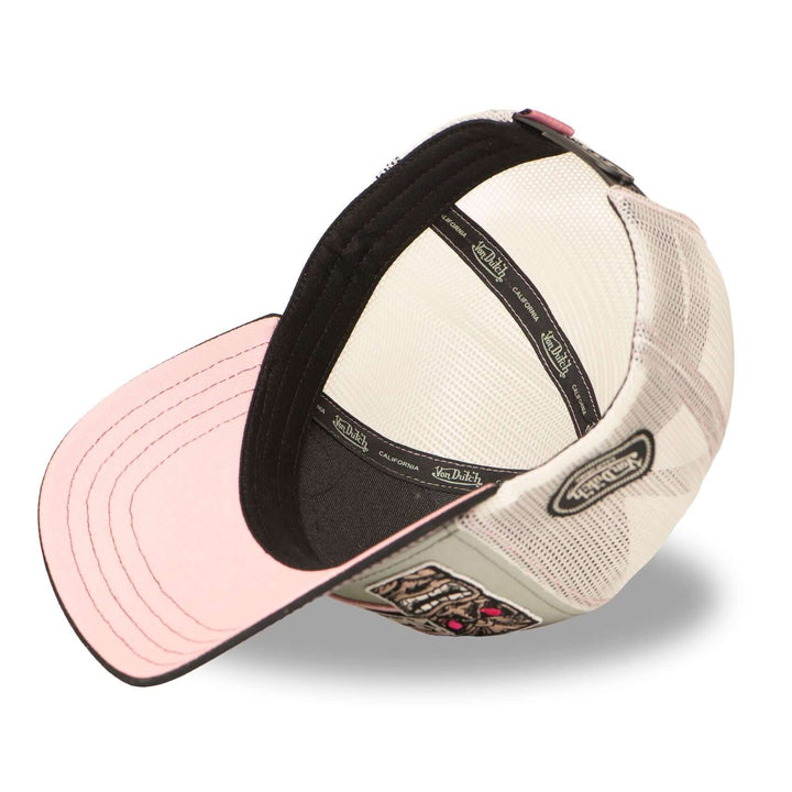 Von Dutch Casquette "Patches 13" - Von Dutch Casquette "Patches 13" Trucker. Snapback réglable, filet rigide. 50% coton, 50% polyester. Gris clair, vert pâle, noir, beige. Visière arrondie. - Esprit Pilote