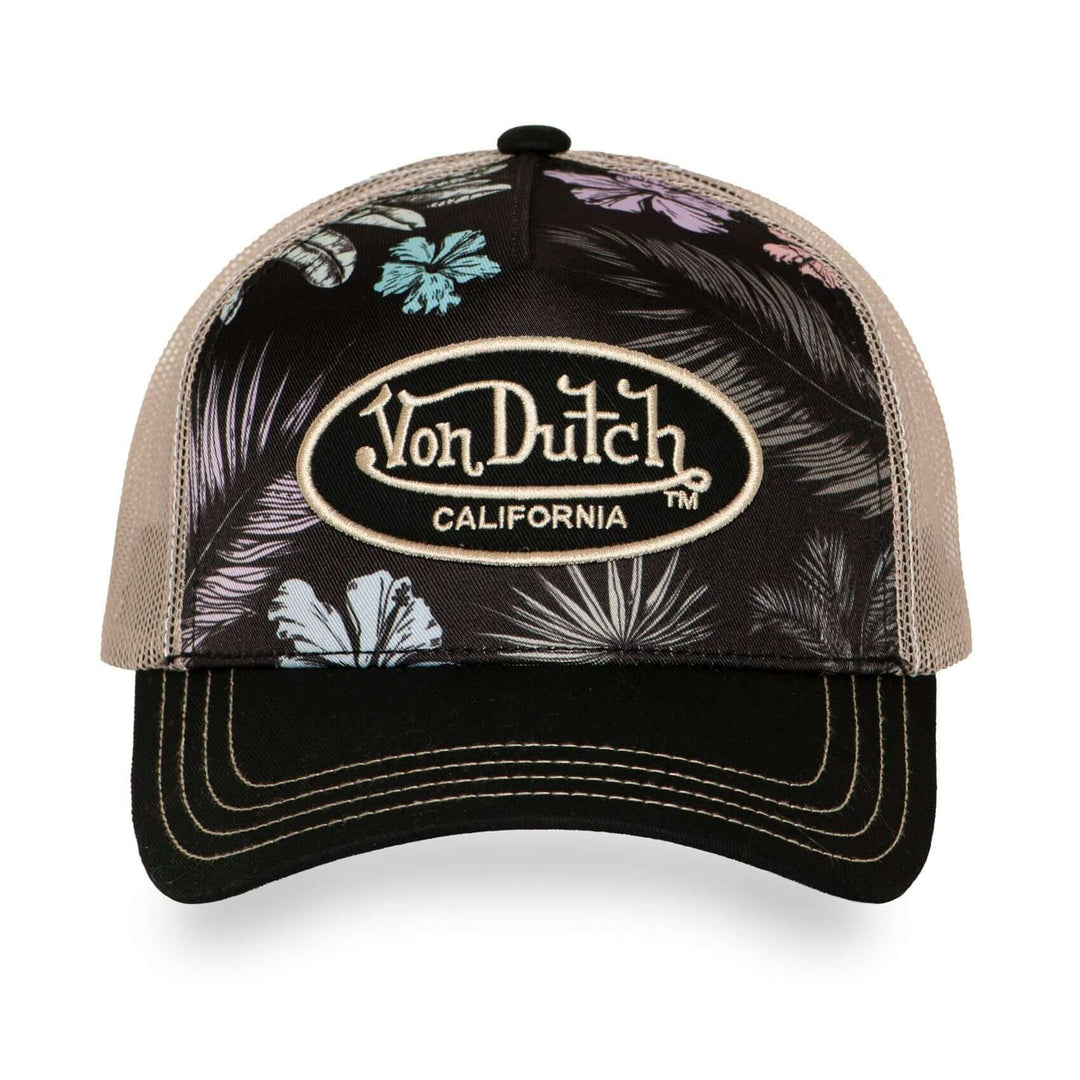 Von Dutch Casquette "Subli 17" - Von Dutch Casquette "Subli 17" – Trucker beige/noir/turquoise avec visière arrondie et filet rigide. Snapback ajustable, 50% coton 50% polyester. - Esprit Pilote