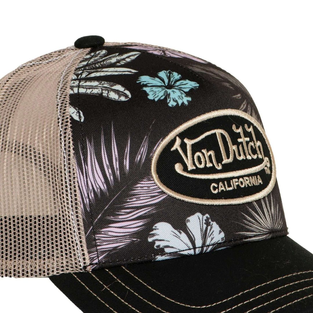 Von Dutch Casquette "Subli 17" - Von Dutch Casquette "Subli 17" – Trucker beige/noir/turquoise avec visière arrondie et filet rigide. Snapback ajustable, 50% coton 50% polyester. - Esprit Pilote