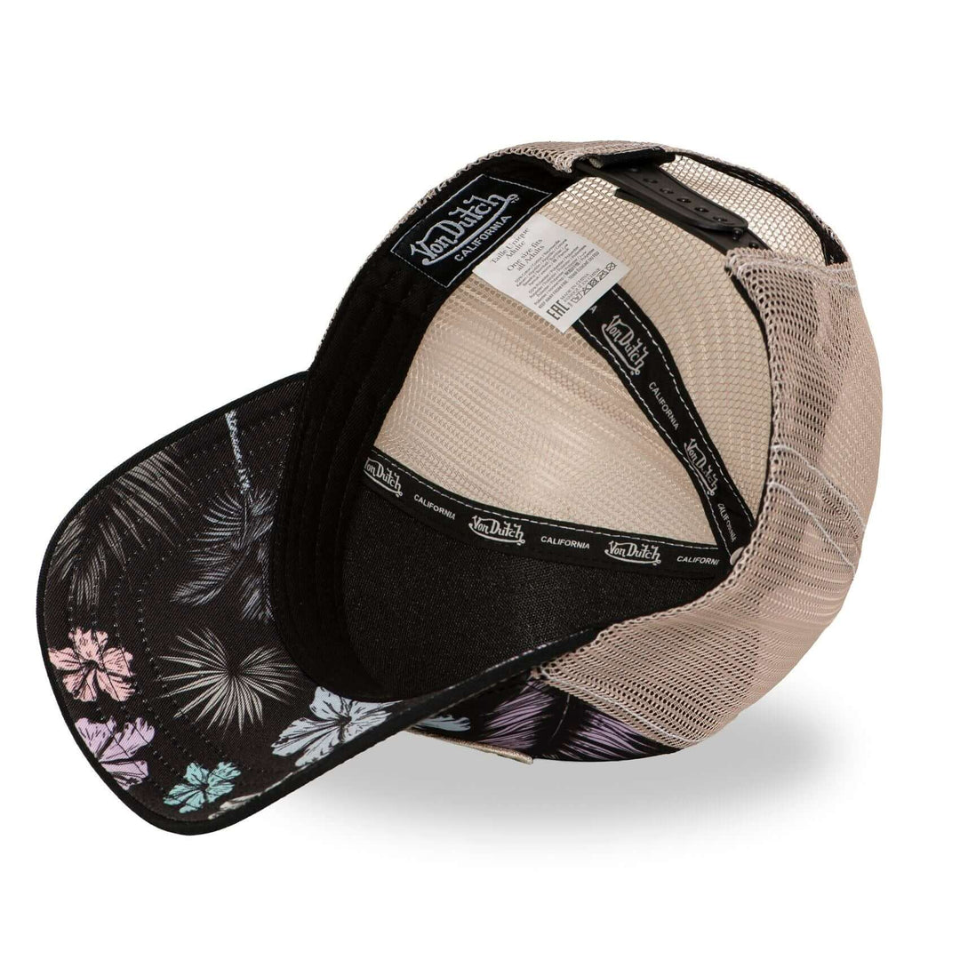 Von Dutch Casquette "Subli 17" - Von Dutch Casquette "Subli 17" – Trucker beige/noir/turquoise avec visière arrondie et filet rigide. Snapback ajustable, 50% coton 50% polyester. - Esprit Pilote