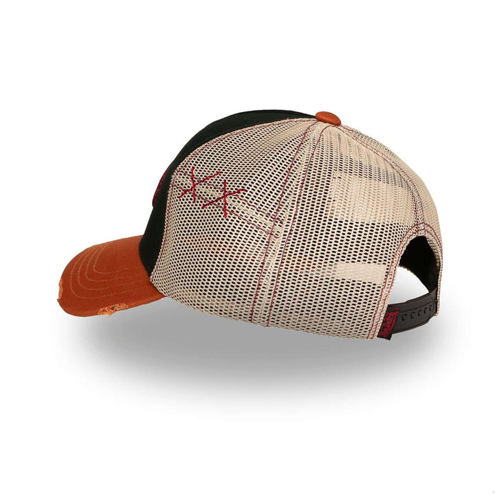 Von Dutch Casquette "Used 09" - Von Dutch Casquette "Used 09" – Trucker marron/noir effet vintage usé. Visière arrondie, filet rigide, snapback ajustable. 50% coton, 50% polyester. - Esprit Pilote
